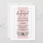 Roos Floral Eucalyptus Engagement Party Kaart (Voorkant)