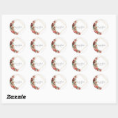 Roos Floral Eucalyptus Ronde Sticker (Vel)
