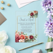 Roos Floral Eucalyptus Wedding Acryl Uitnodigingen (Insitu (Huwelijk))