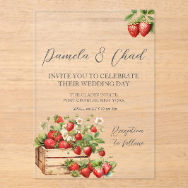 Roos Floral Eucalyptus Wedding Acryl Uitnodigingen