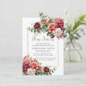 Roos Floral Eucalyptus Wedding Informatiekaartje (Staand voorkant)