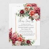 Roos Floral Eucalyptus Wedding Informatiekaartje (Voorkant / Achterkant)