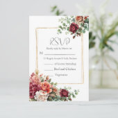 Roos Floral Eucalyptus Wedding RSVP Kaartje (Staand voorkant)