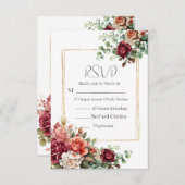 Roos Floral Eucalyptus Wedding RSVP Kaartje (Voorkant / Achterkant)