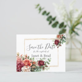 Roos Floral Eucalyptus Wedding Save the Date Briefkaart