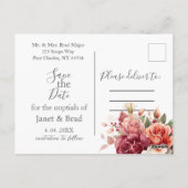 Roos Floral Eucalyptus Wedding Save the Date Briefkaart (Achterkant)