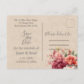 Roos Floral Eucalyptus Wedding Save the Date Briefkaart (Achterkant)