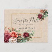 Roos Floral Eucalyptus Wedding Save the Date Briefkaart (Voorkant)