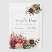 Roos Floral Eucalyptus Wedding Save the Date Vellum Uitnodigingen (Voorkant)
