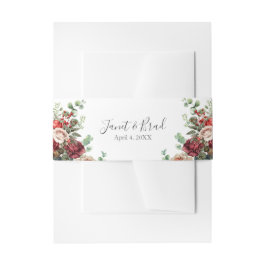 Roos Floral Eucalyptus Wedding Uitnodigingen Wikkel