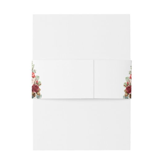 Roos Floral Eucalyptus Wedding Uitnodigingen Wikkel (Achterkant Voorbeeld)