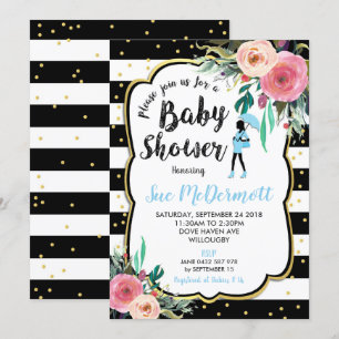 Roos Floral Flowers Baby shower Invitation Boy Kaart