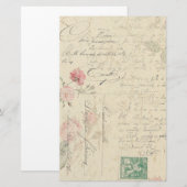 Roos Floral French Ephemera Stationery Briefpapier (Voorkant / Achterkant)