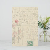 Roos Floral French Ephemera Stationery Briefpapier (Staand voorkant)