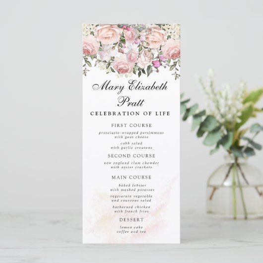 Roos Floral Funeral Menu (Staand voorkant)