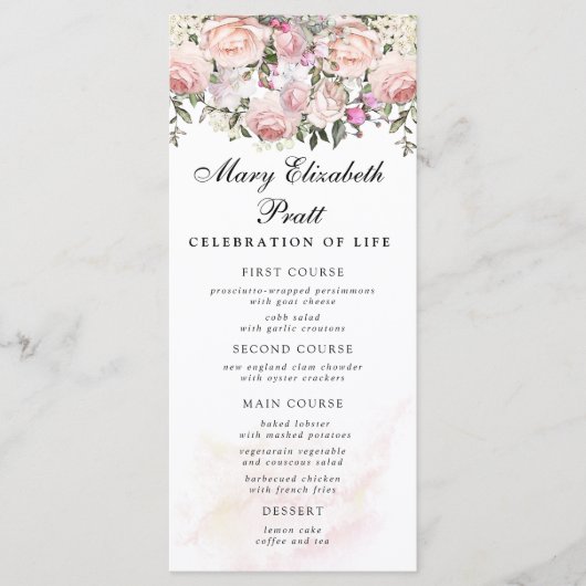 Roos Floral Funeral Menu (Voorkant)