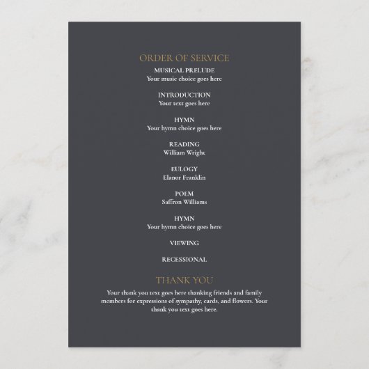 Roos Floral Funeral Photo Order of Service Programmakaart (Achterkant)