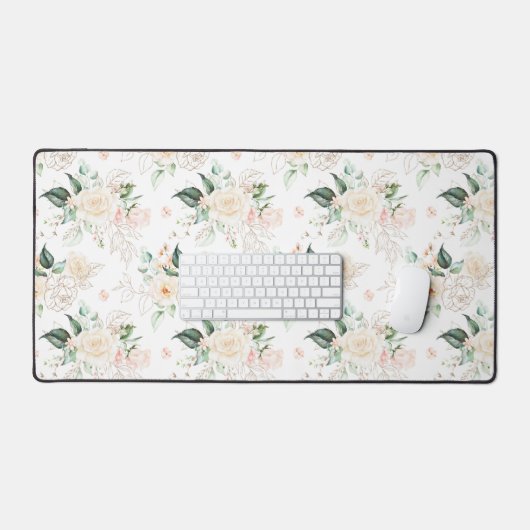 Roos Floral Garden Pattern Bureaumat (Keyboard & Muis)