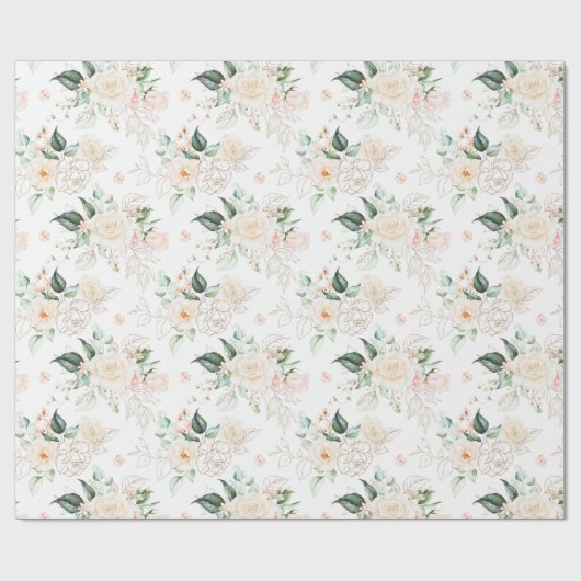 Roos Floral Garden Pattern Cadeaupapier (Vlak)