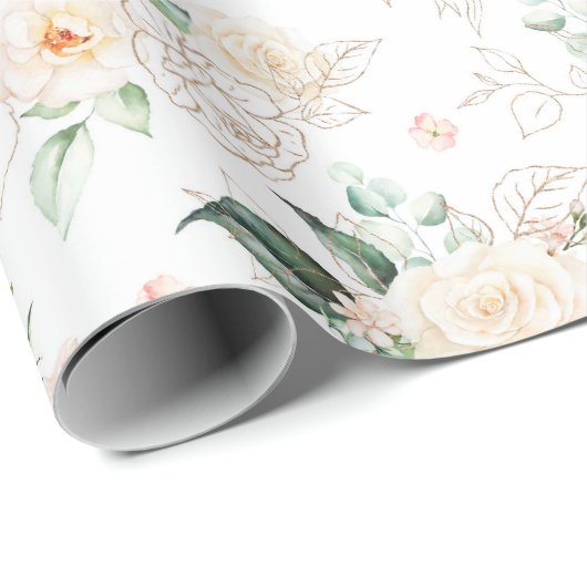 Roos Floral Garden Pattern Cadeaupapier (Rol Hoek)