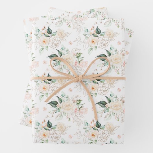 Roos Floral Garden Pattern Inpakpapier Vel (In situ)