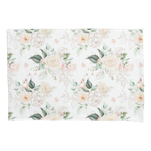 Roos Floral Garden Pattern Kussensloop (Voorkant)