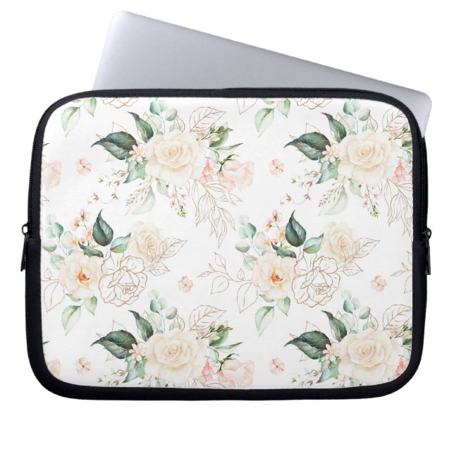 Roos Floral Garden Pattern Laptop Sleeve (Voorkant)