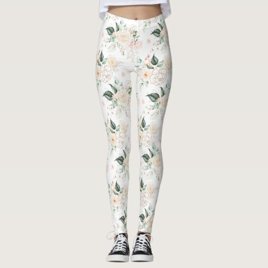 Roos Floral Garden Pattern Leggings (Voorkant)
