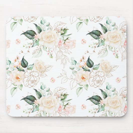 Roos Floral Garden Pattern Muismat (Voorkant)