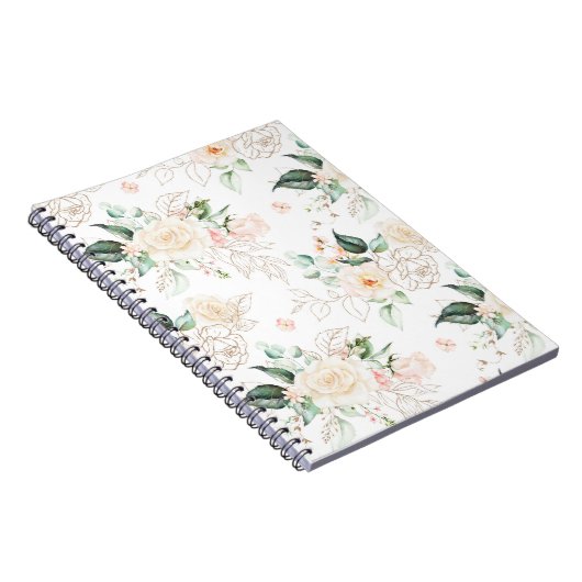 Roos Floral Garden Pattern Notitieboek (Rechterzijde)