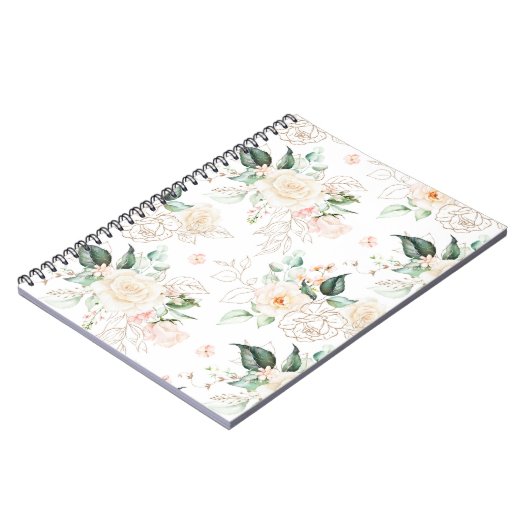 Roos Floral Garden Pattern Notitieboek (Linkerzijde)