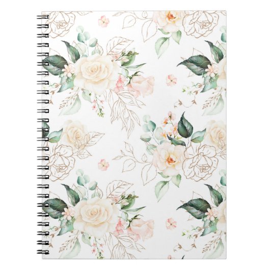 Roos Floral Garden Pattern Notitieboek (Voorkant)