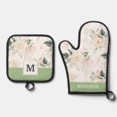 Roos Floral Garden Pattern Ovenwant & Pannenlap Set (Voorkant)