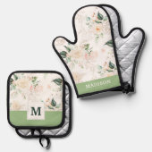 Roos Floral Garden Pattern Ovenwant & Pannenlap Set (Voorkant / Achterkant)