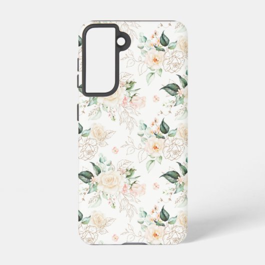 Roos Floral Garden Pattern Samsung Galaxy Hoesje (Achterkant)