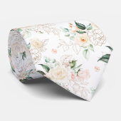 Roos Floral Garden Pattern Stropdas (Opgerold)