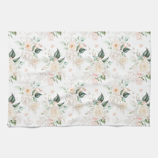 Roos Floral Garden Pattern Theedoek (Horizontaal)