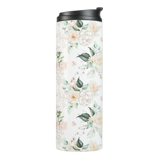 Roos Floral Garden Pattern Thermosbeker (Gedraaid links)