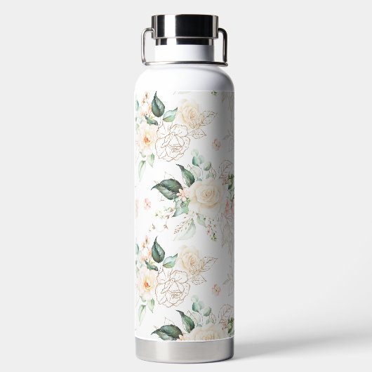 Roos Floral Garden Pattern Waterfles (Achterkant)