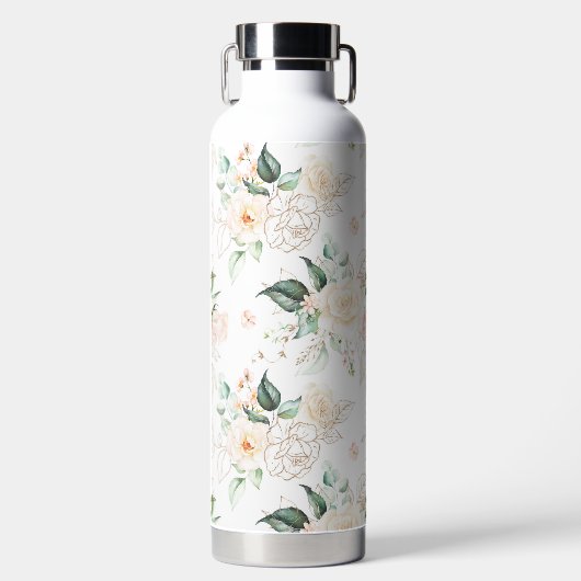Roos Floral Garden Pattern Waterfles (Voorkant)