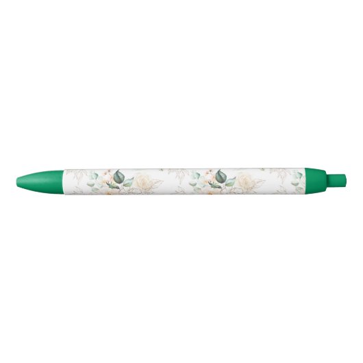 Roos Floral Garden Pattern Zwarte Inkt Pen (Voorkant)