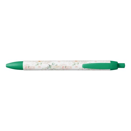 Roos Floral Garden Pattern Zwarte Inkt Pen (Achterkant)