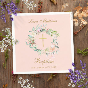 Roos Floral Garland Baptism Christening Blush Pink Servet