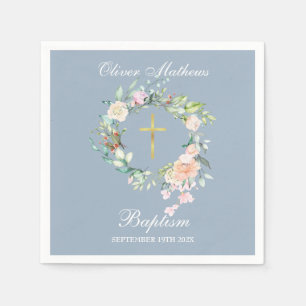 Roos Floral Garland Baptism Christening Dusty Blue Servet