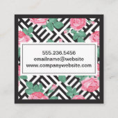 Roos Floral Geometric Pattern Vierkante Visitekaartje (Achterkant)