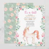 Roos Floral Greenery Girl Baby shower Kaart (Voorkant / Achterkant)