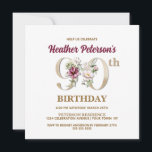 Roos Floral H 90th Birthday Party Invitation Kaart<br><div class="desc">Organiseer de perfecte viering op de 90ste verjaardag met dit elegante roos floral monogram H dat aan de achterkant staat voor verjaardagsnamen,  te beginnen met de letter H. Elegant floral numerals worden gebruikt in de uitnodiging om de feestelijke leeftijd te accentueren.</div>