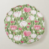Roos Floral Hearts Rond Kussen (Achterkant)