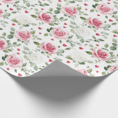 Roos Floral Hearts Vrijgezellenfeest Cadeaupapier (Hoek)