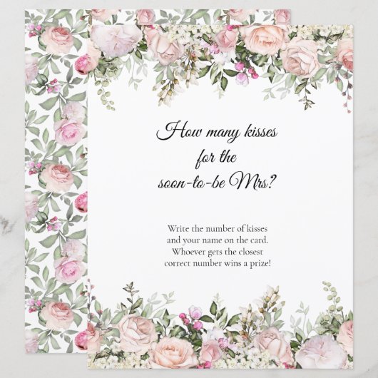 Roos Floral hoeveel Kisses Vrijgezellenfeest game (Voorkant / Achterkant)